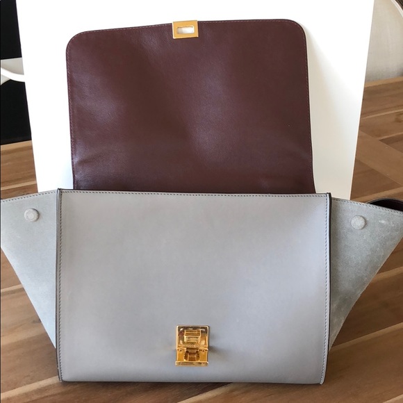 Celine small grey croc embossed trapeze bag - Picture 6 of 8